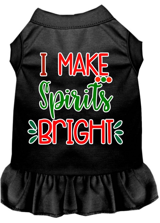 I Make Spirits Bright Screen Print Dog Dress Black XS